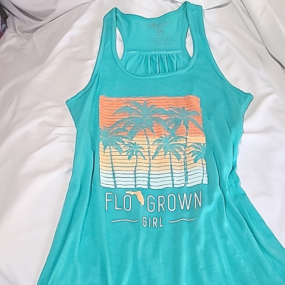 FloGrown Girl Aqua Racerback Tank Top Size Medium - Picture 10 of 15